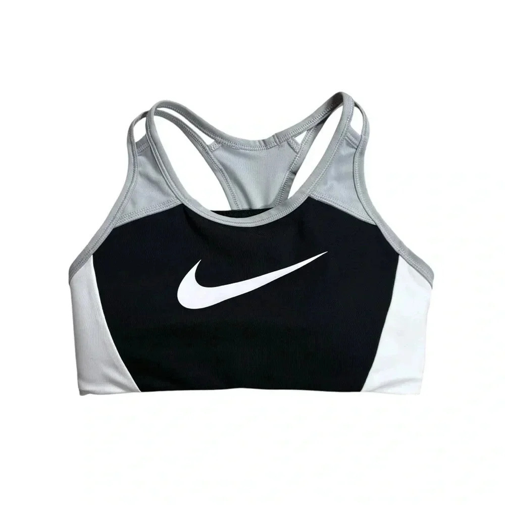 Nike Swoosh Black/Grey/White Sports Bra